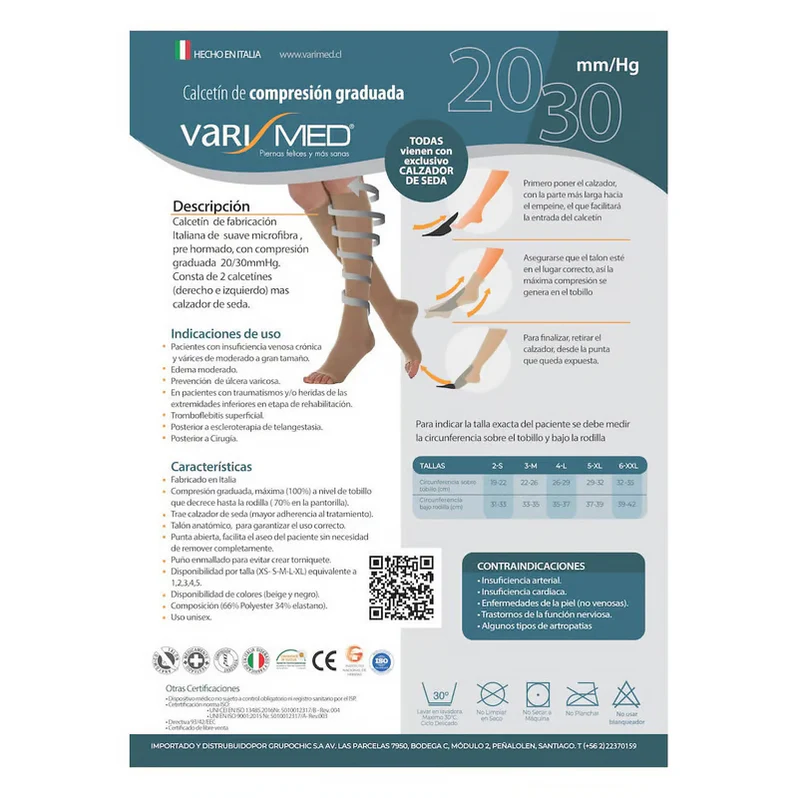 Minimedia 280 punta abierta con calzador compresión 20/30 mmHg Varimed 3 Beige