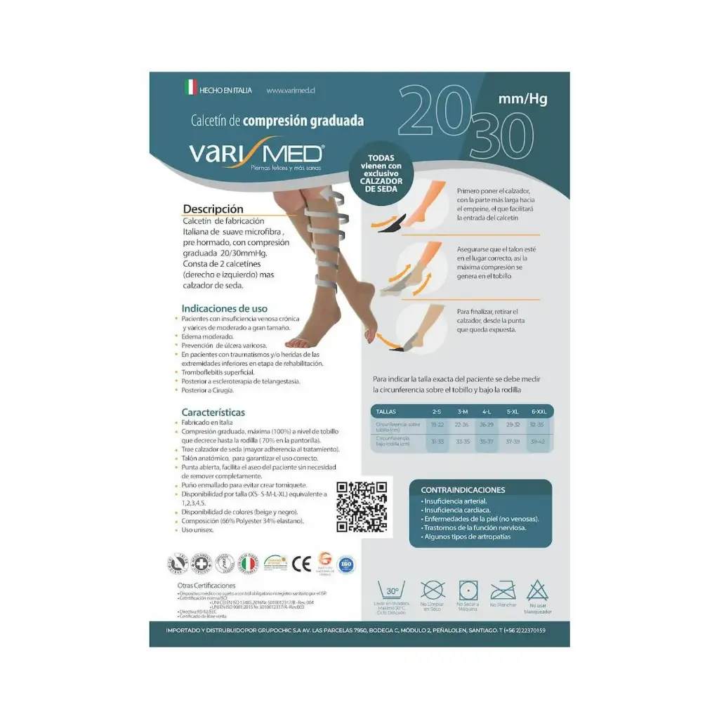 Minimedia 280 punta abierta con calzador compresión 20/30 mmHg Varimed 5 Beige